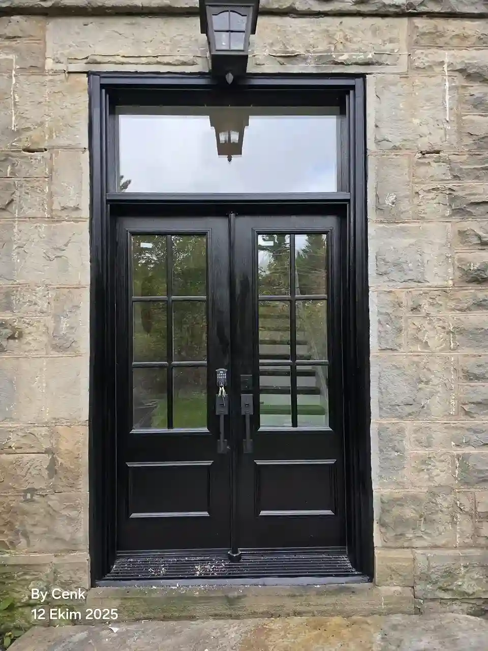Black Double Doors with Glass Panels