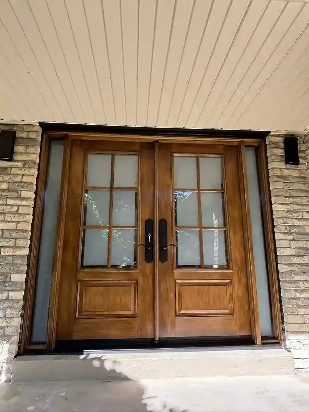 Custom Double Front Doors with Sidelights, Exterior View