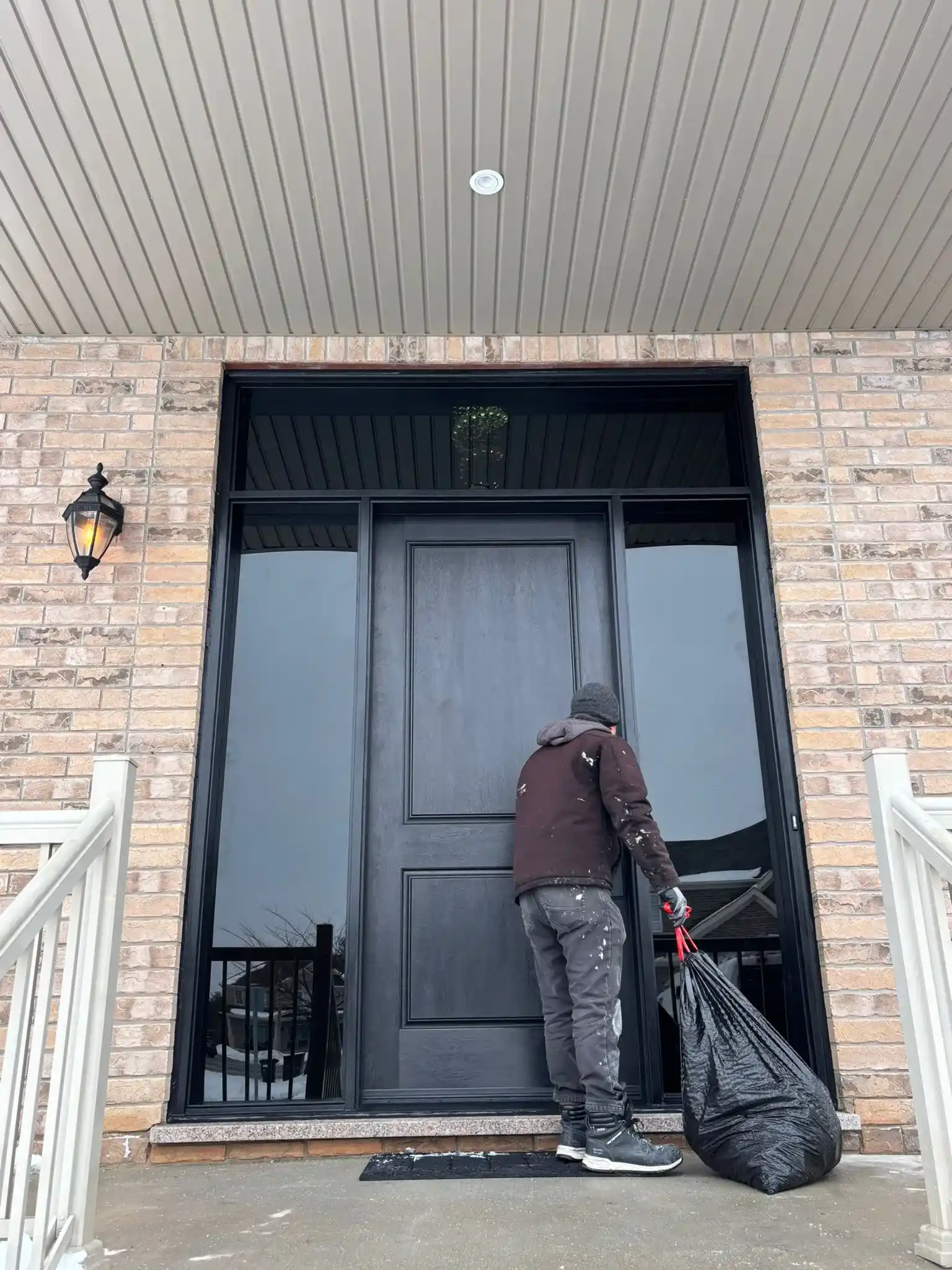 Custom Front Door Installation, Winter in Toronto