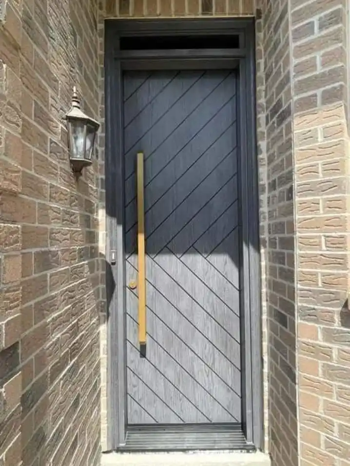 Two-Tone Grey Chevron-Panel Modern Entry Door